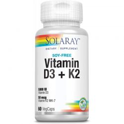 Solaray Vitamin D3 + K2 60 Cápsulas