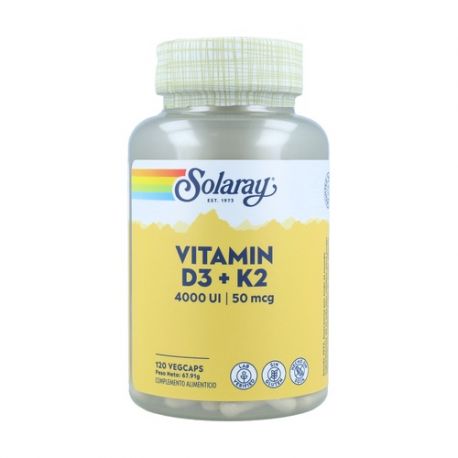 Solaray Vitamin D3 + K2 120 Cápsulas